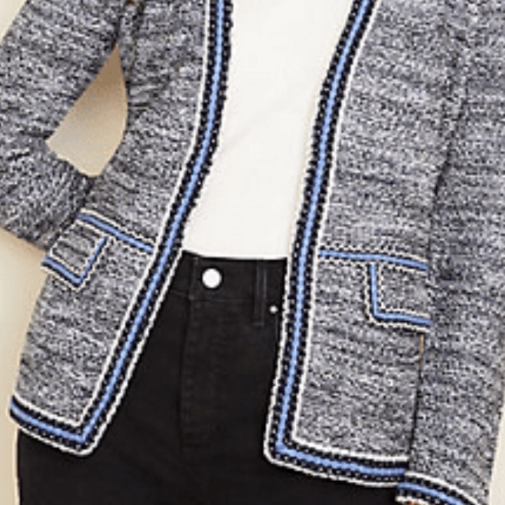 Ann Taylor Gray, Blue and Black Tweed Blazer with Blue Highlights